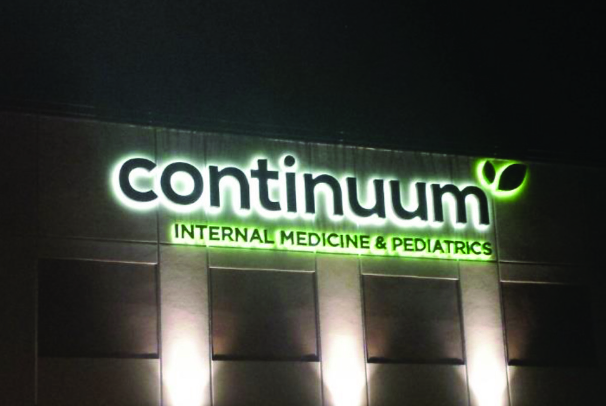 lighted sign for continuum
