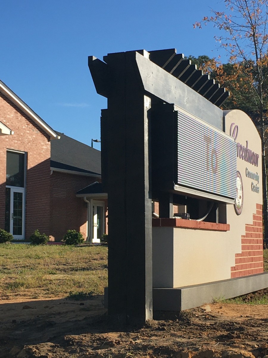 City of Creedmoor Digital Sign 01 | Mercury Signs, Inc. Electronic Board signs like this installed on a commercial property, showcasing vivid digital displays designed for maximum visibility and real-time message updates.