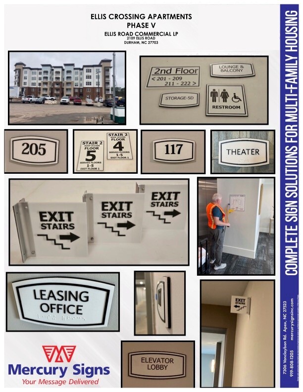 Welcoming signage in multi family unit housing helps create a strong sense of community and easy navigation for residents and visitors.